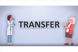 Standbild des Films mit dem Schriftzug "TRANSFER"